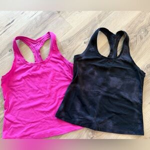 Women's Pink and Black Tank Tops